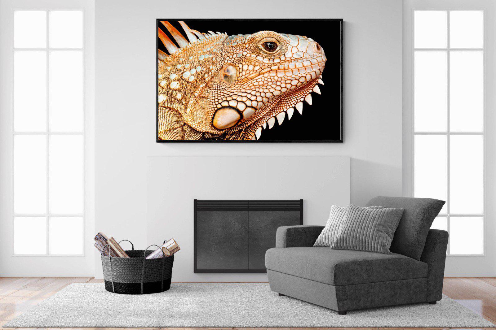 Bearded Dragon-Wall_Art-150 x 100cm-Mounted Canvas-Black-Pixalot