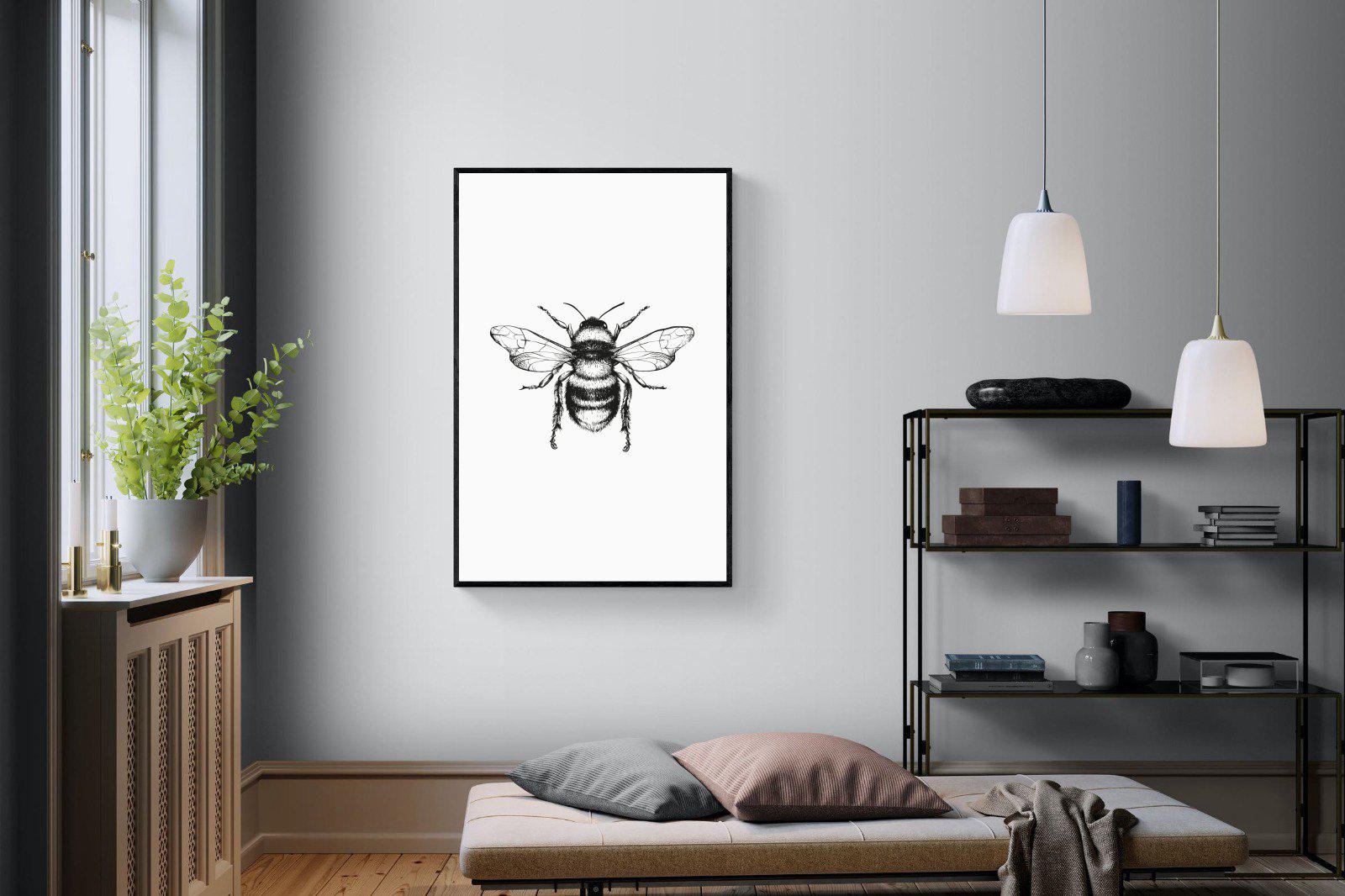 Bee-Wall_Art-100 x 150cm-Mounted Canvas-Black-Pixalot