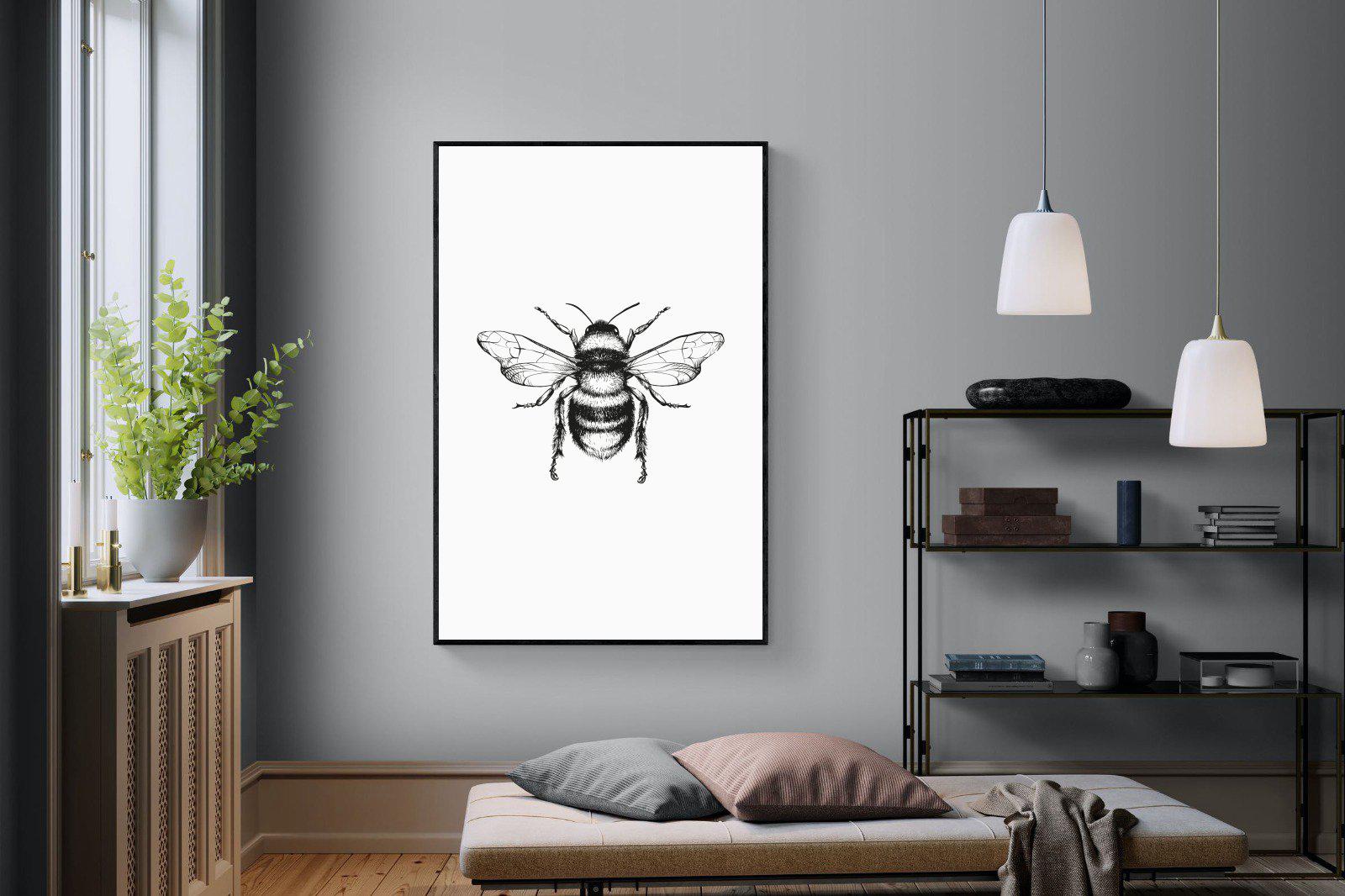 Bee-Wall_Art-120 x 180cm-Mounted Canvas-Black-Pixalot