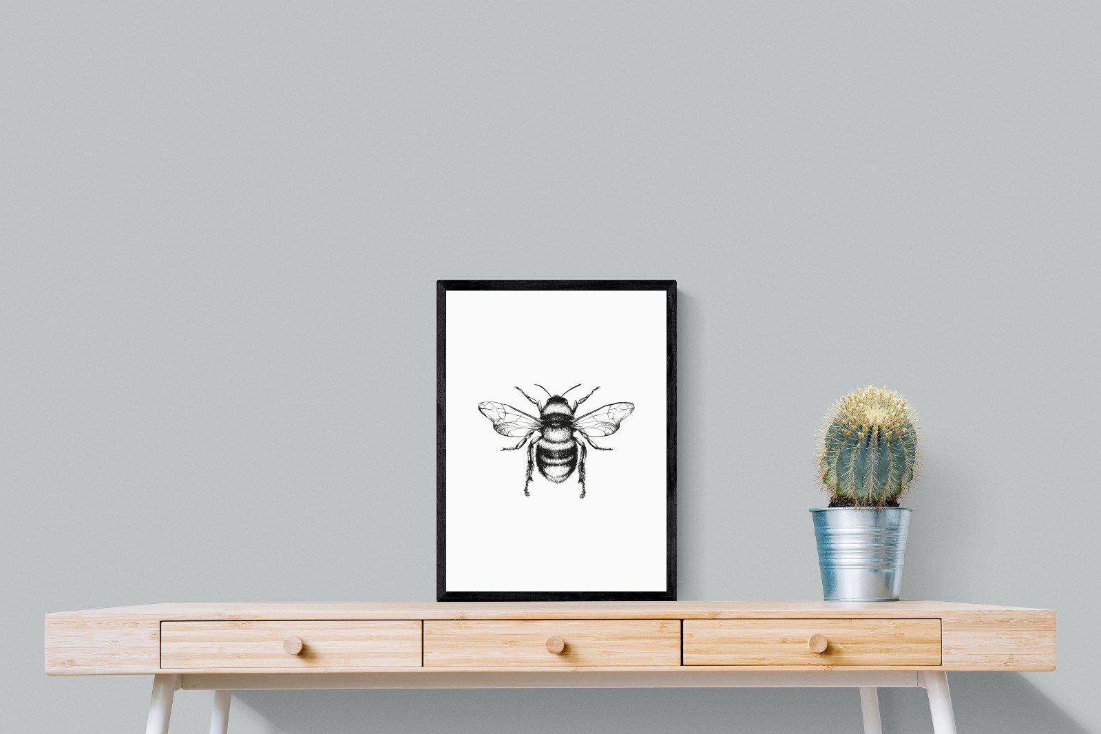 Bee-Wall_Art-45 x 60cm-Mounted Canvas-Black-Pixalot