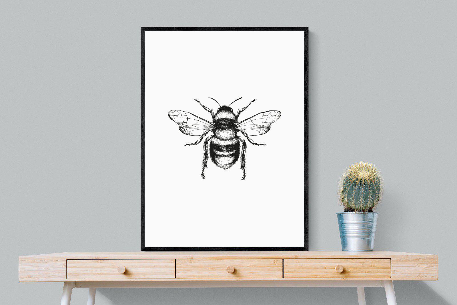 Bee-Wall_Art-75 x 100cm-Mounted Canvas-Black-Pixalot