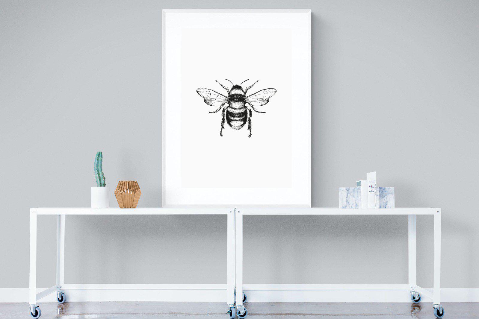 Bee-Wall_Art-90 x 120cm-Framed Print-White-Pixalot