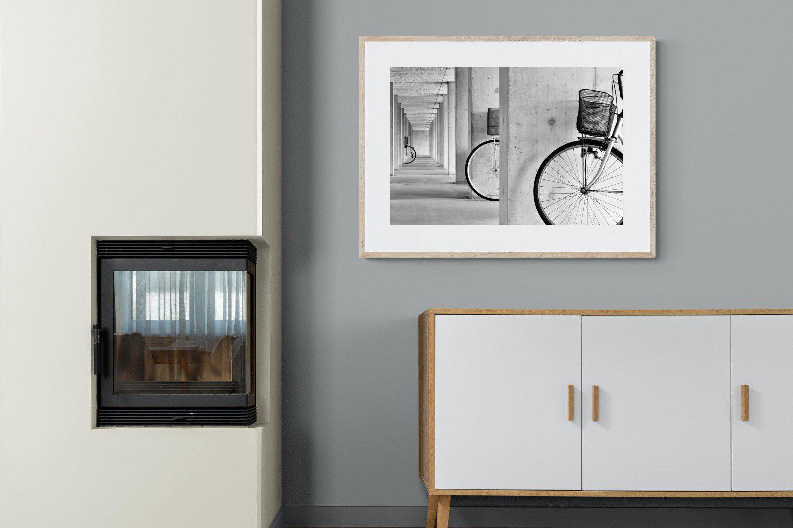 Bike & Basket-Wall_Art-100 x 75cm-Framed Print-Wood-Pixalot