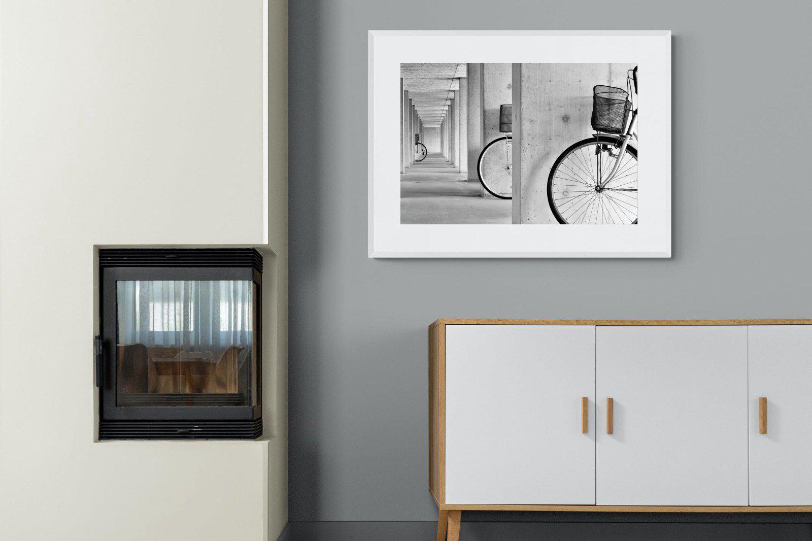 Bike & Basket-Wall_Art-100 x 75cm-Framed Print-White-Pixalot