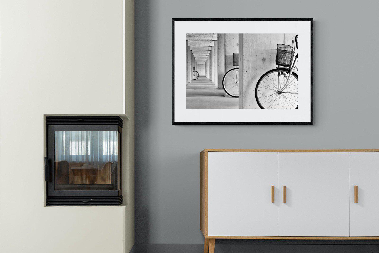 Bike & Basket-Wall_Art-100 x 75cm-Framed Print-Black-Pixalot