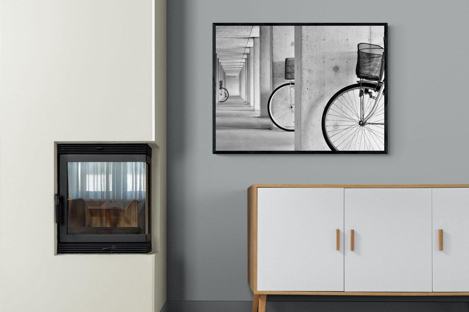 Bike & Basket-Wall_Art-100 x 75cm-Mounted Canvas-Black-Pixalot