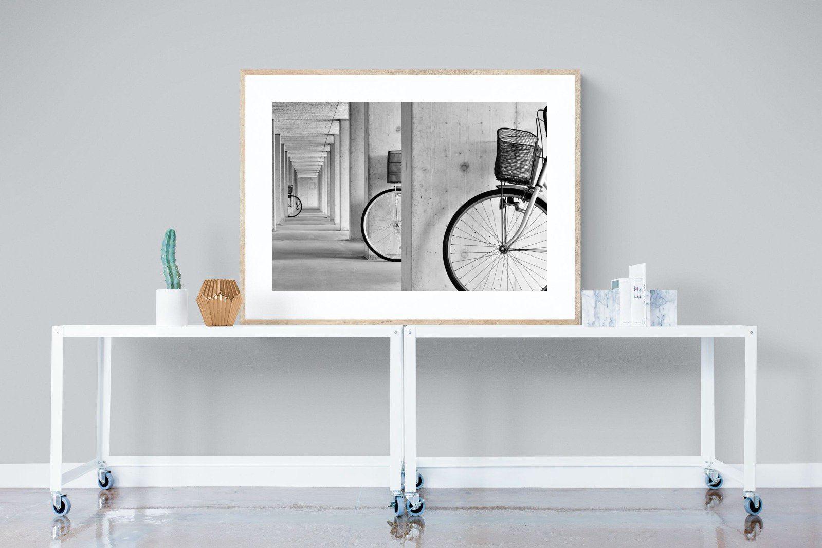 Bike & Basket-Wall_Art-120 x 90cm-Framed Print-Wood-Pixalot
