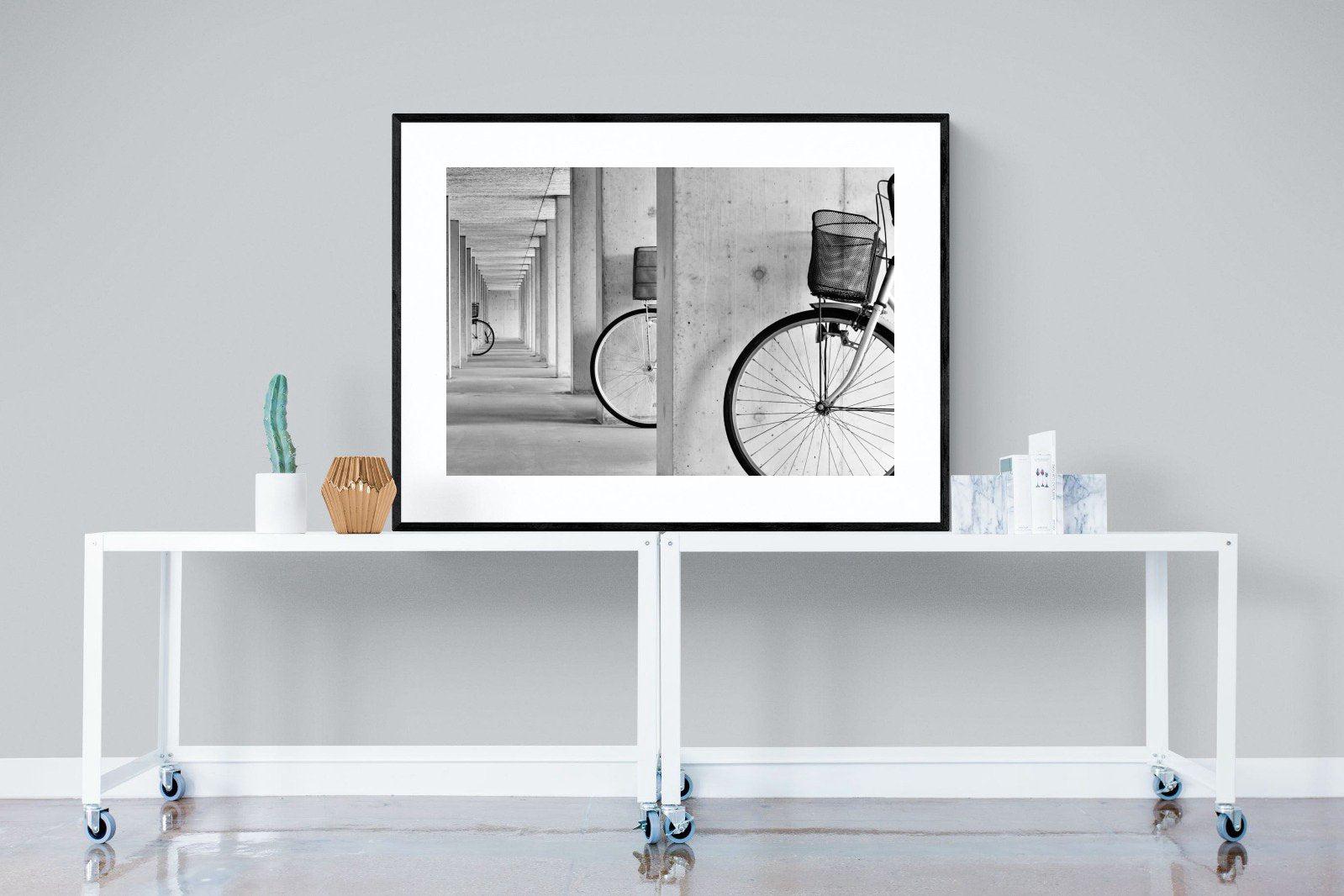 Bike & Basket-Wall_Art-120 x 90cm-Framed Print-Black-Pixalot