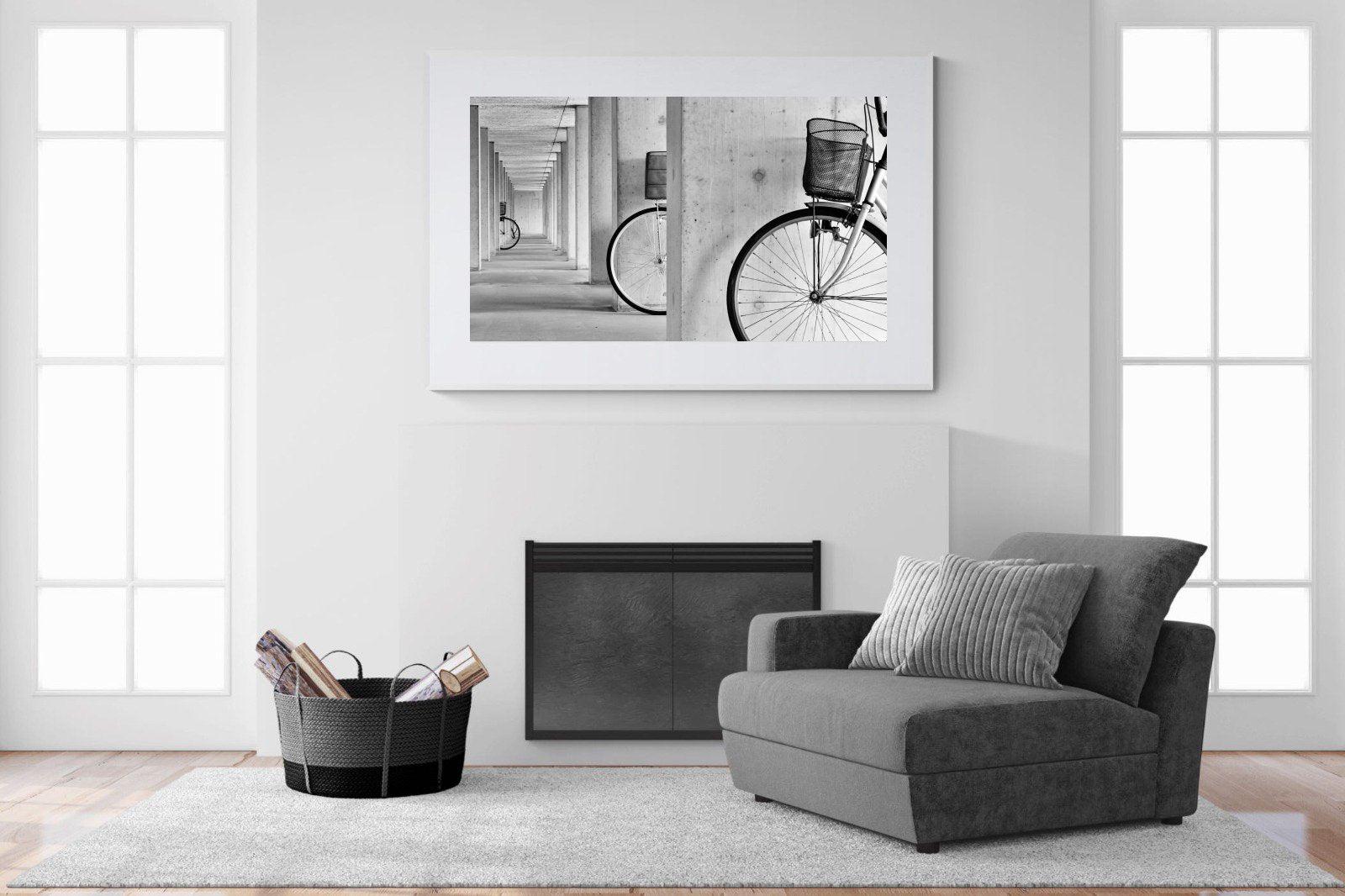 Bike & Basket-Wall_Art-150 x 100cm-Framed Print-White-Pixalot
