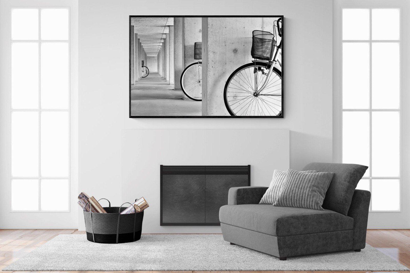 Bike & Basket-Wall_Art-150 x 100cm-Mounted Canvas-Black-Pixalot