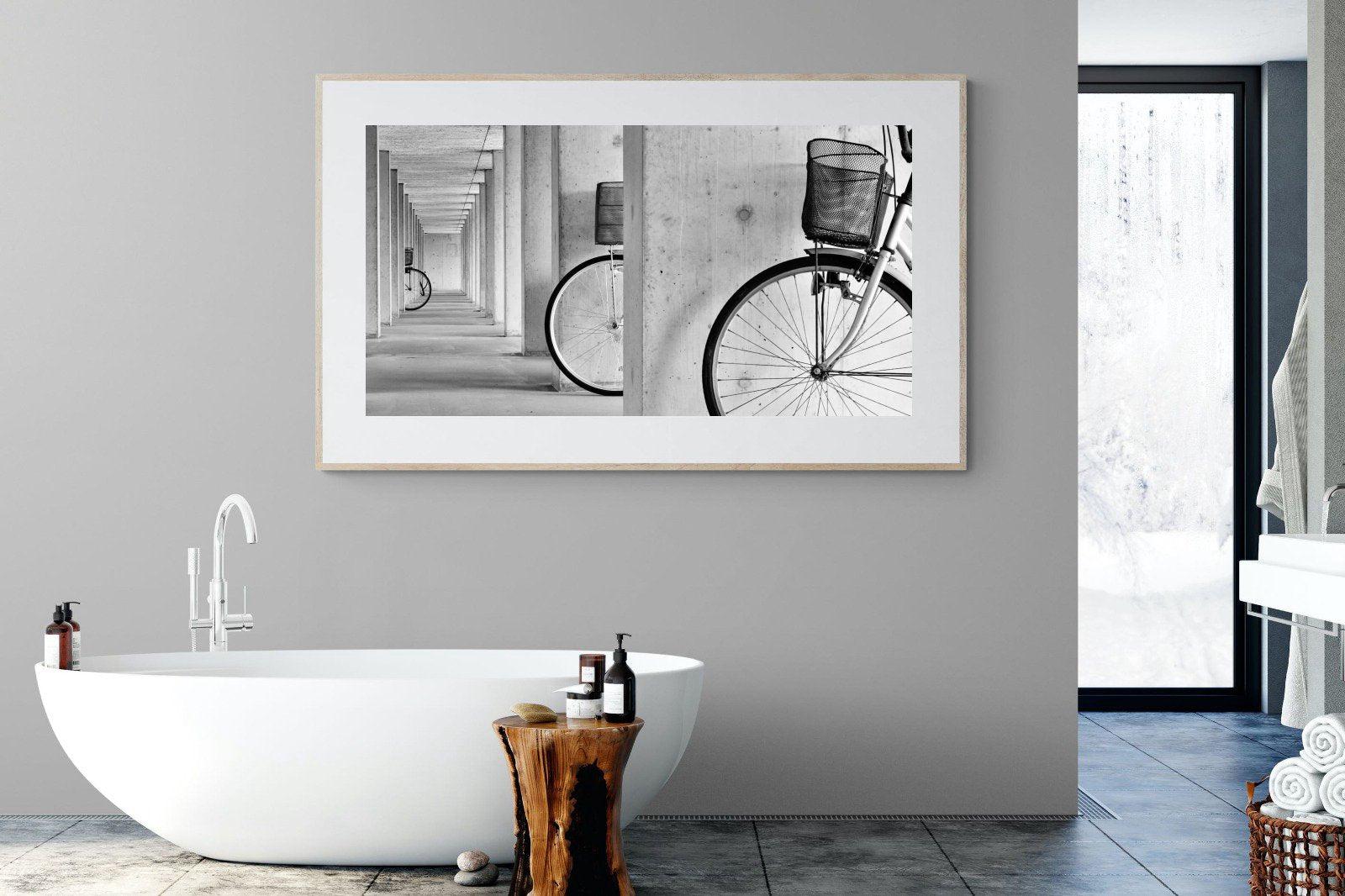 Bike & Basket-Wall_Art-180 x 110cm-Framed Print-Wood-Pixalot