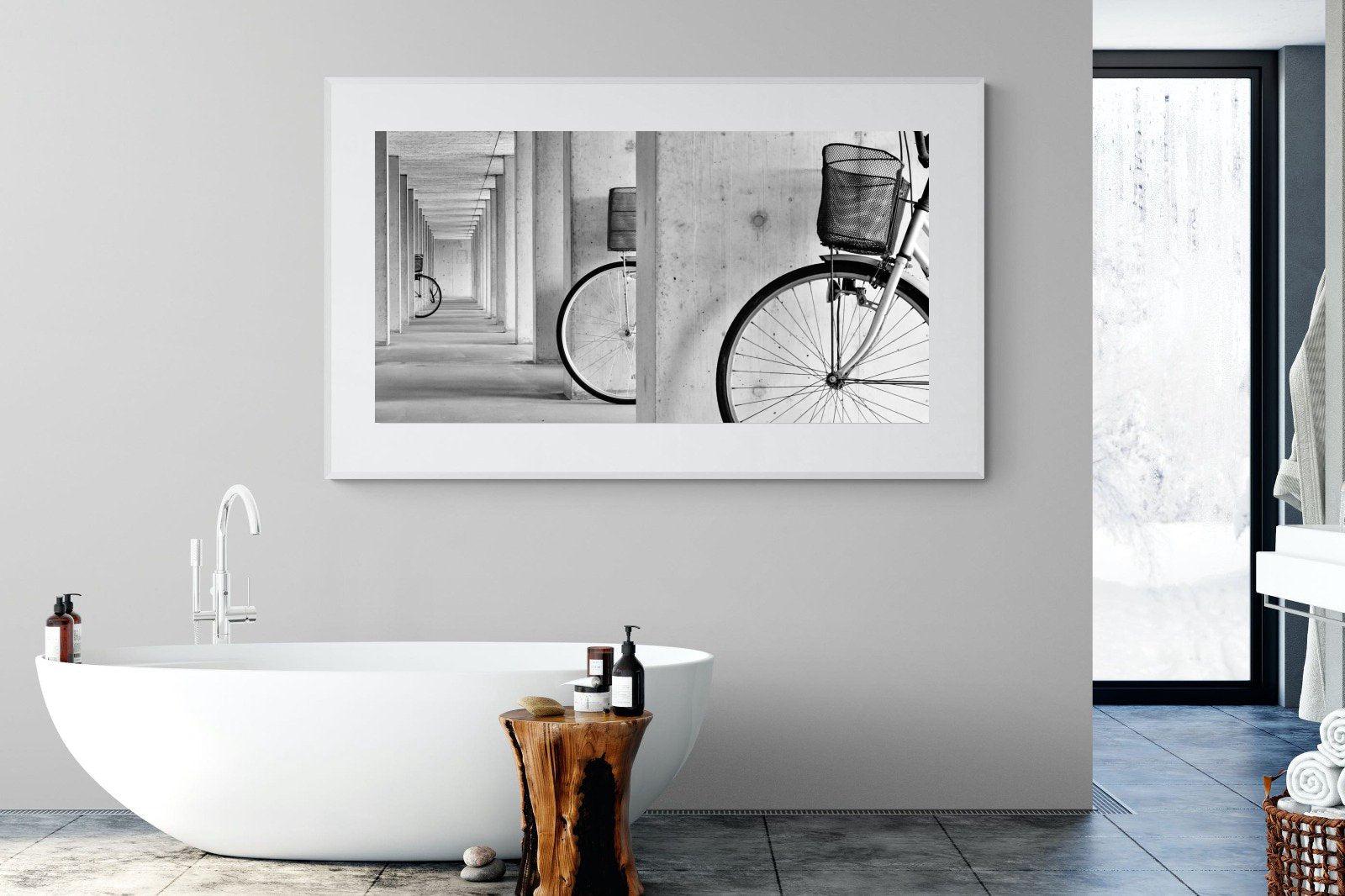 Bike & Basket-Wall_Art-180 x 110cm-Framed Print-White-Pixalot