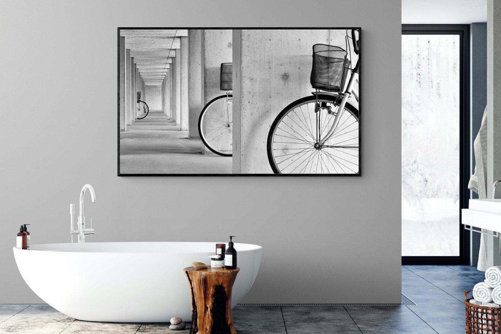 Bike & Basket-Wall_Art-180 x 110cm-Mounted Canvas-Black-Pixalot