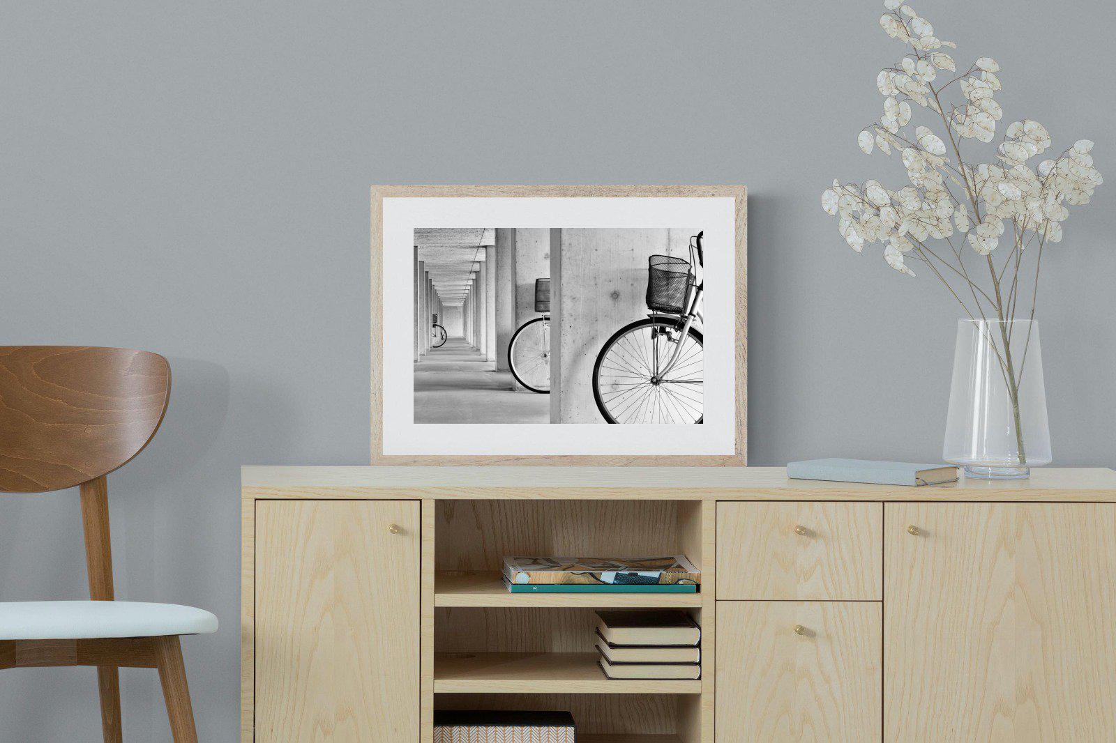 Bike & Basket-Wall_Art-60 x 45cm-Framed Print-Wood-Pixalot