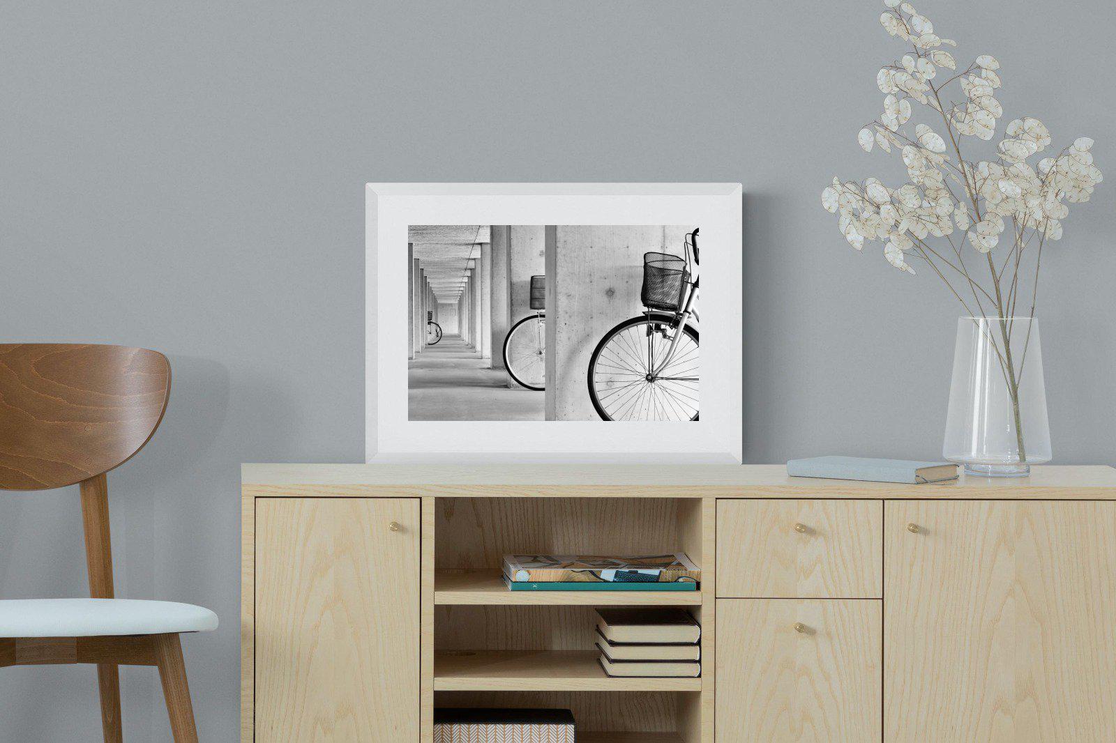 Bike & Basket-Wall_Art-60 x 45cm-Framed Print-White-Pixalot