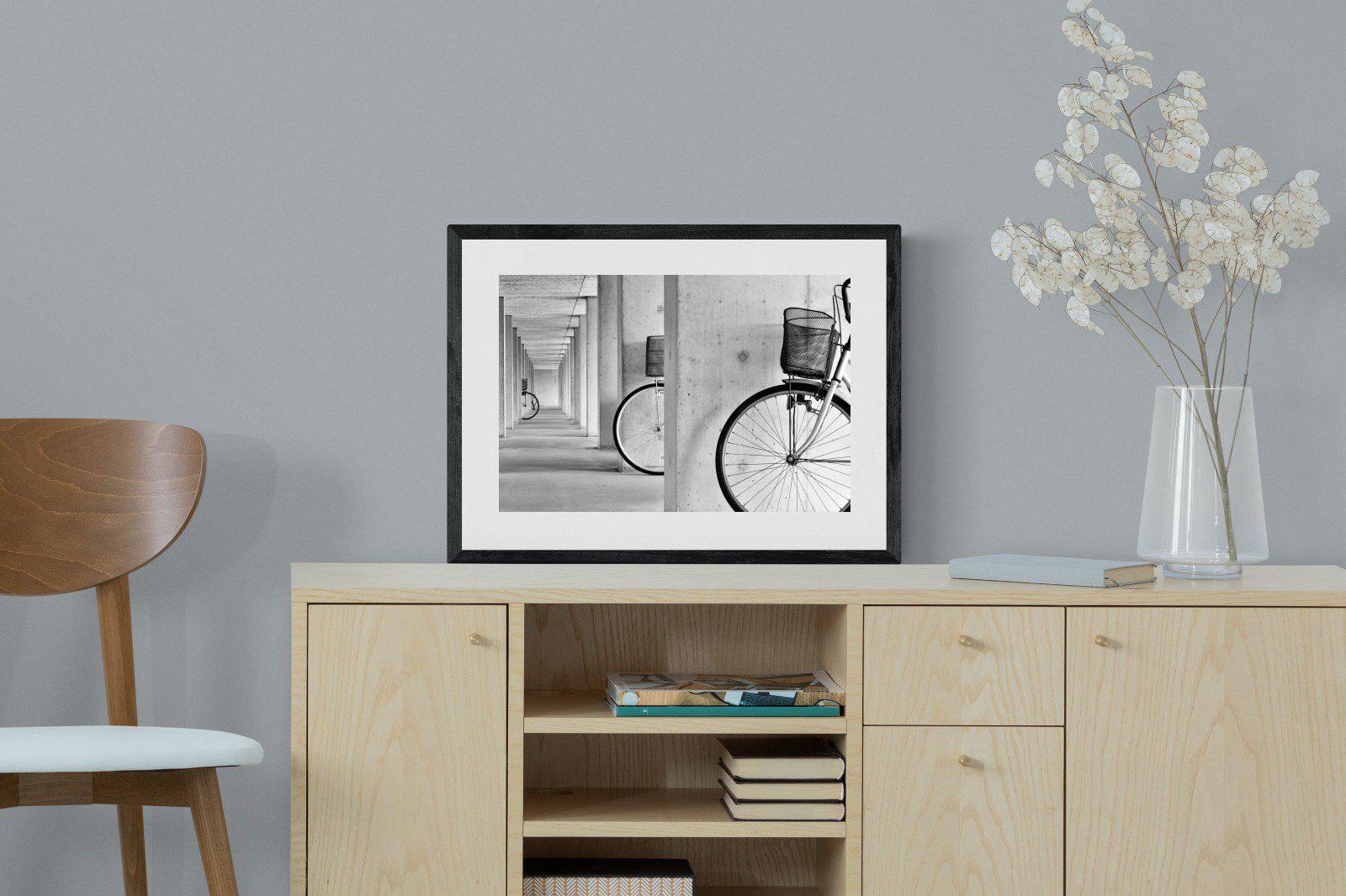 Bike & Basket-Wall_Art-60 x 45cm-Framed Print-Black-Pixalot