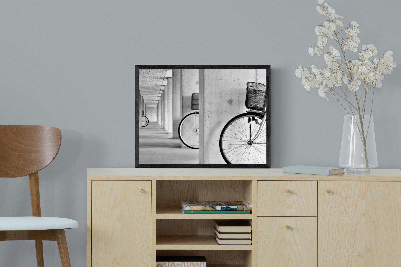 Bike & Basket-Wall_Art-60 x 45cm-Mounted Canvas-Black-Pixalot