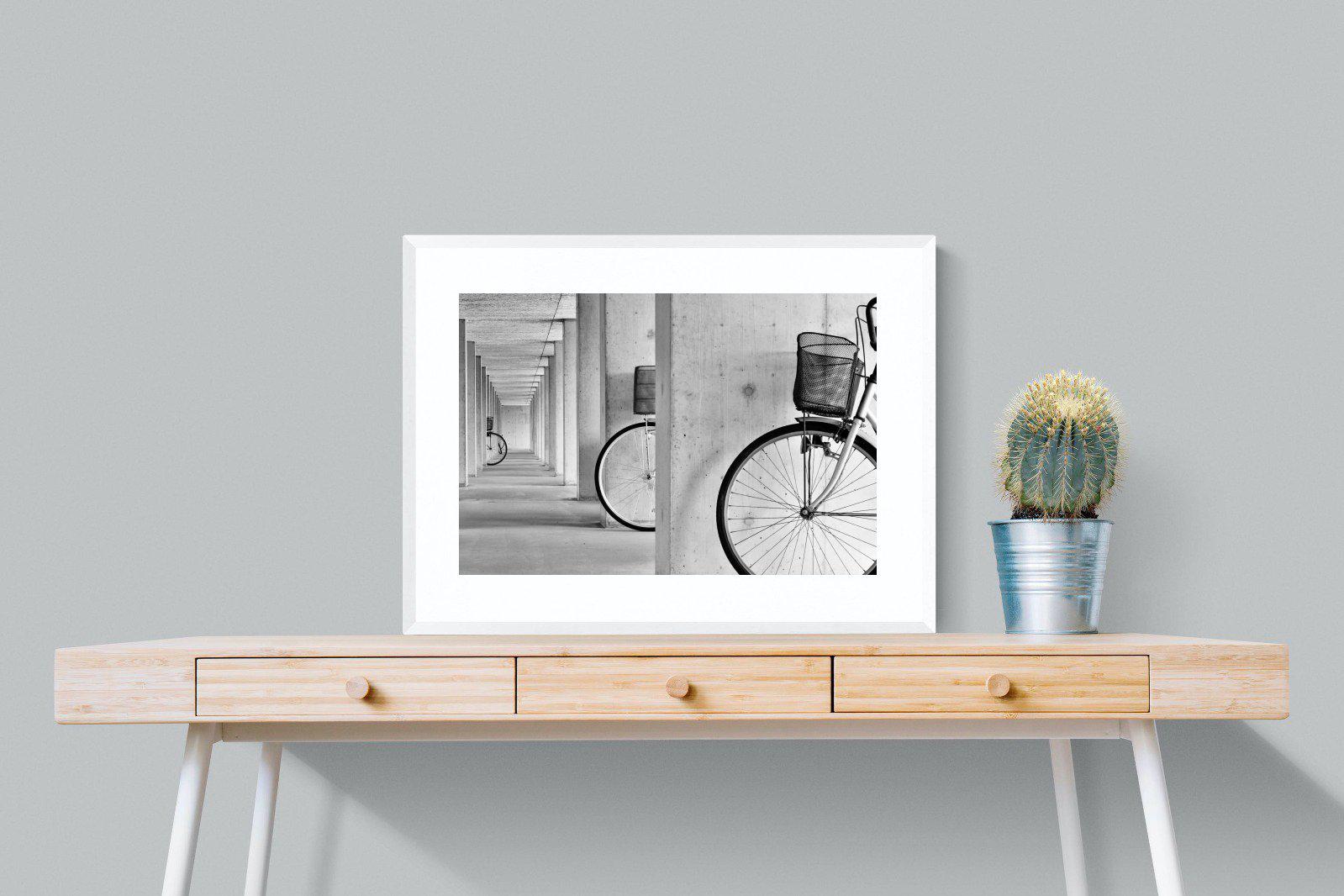 Bike & Basket-Wall_Art-80 x 60cm-Framed Print-White-Pixalot