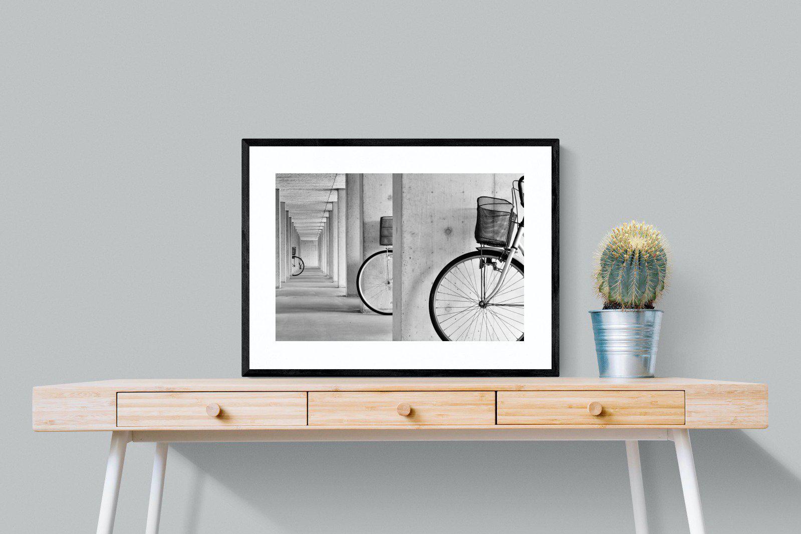 Bike & Basket-Wall_Art-80 x 60cm-Framed Print-Black-Pixalot