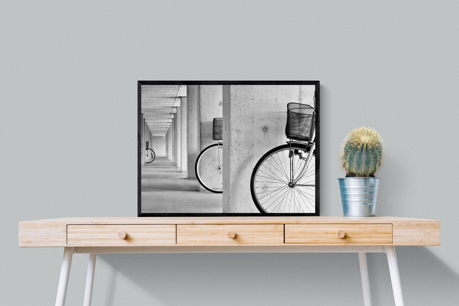 Bike & Basket-Wall_Art-80 x 60cm-Mounted Canvas-Black-Pixalot