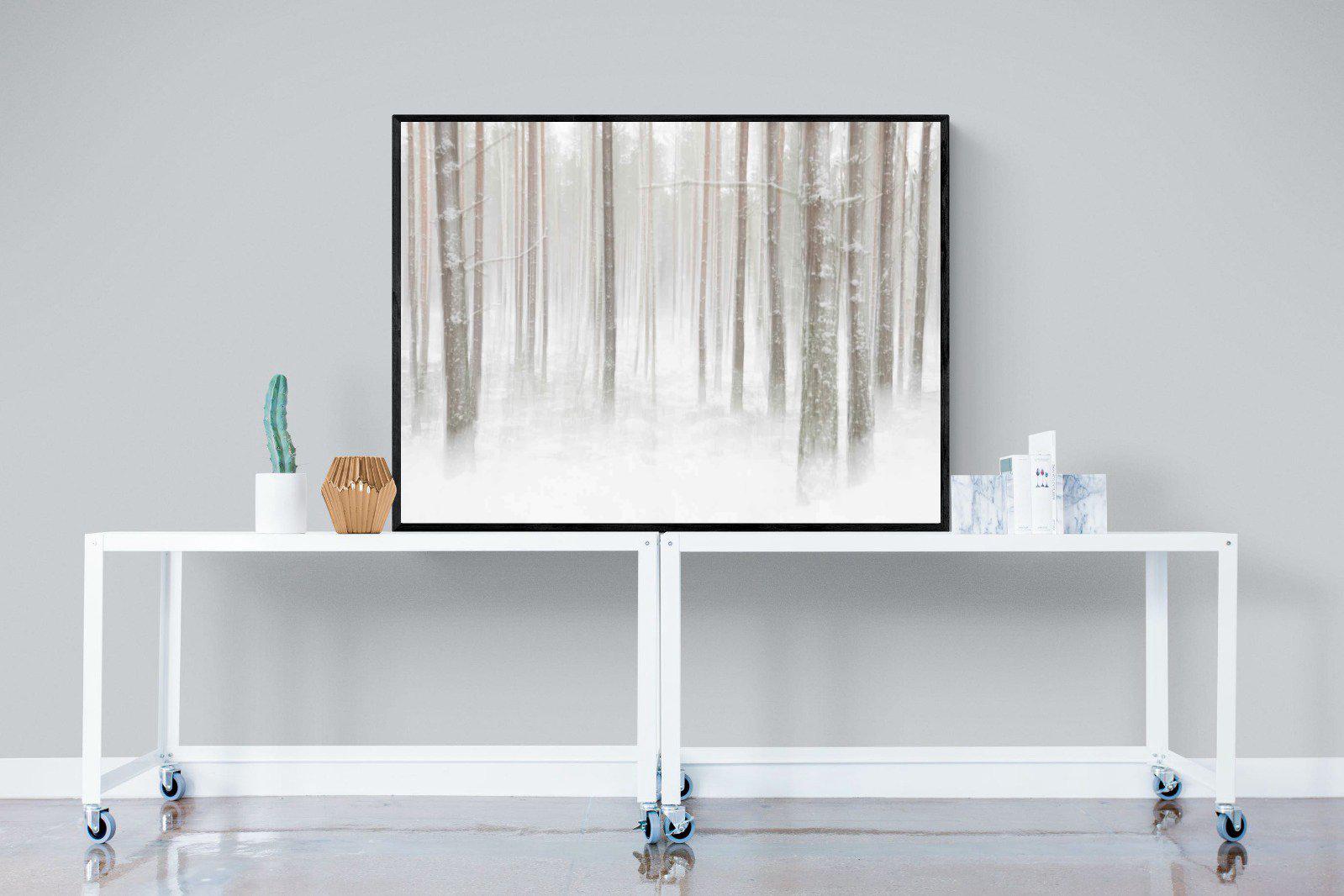 Birch Forest-Wall_Art-120 x 90cm-Mounted Canvas-Black-Pixalot