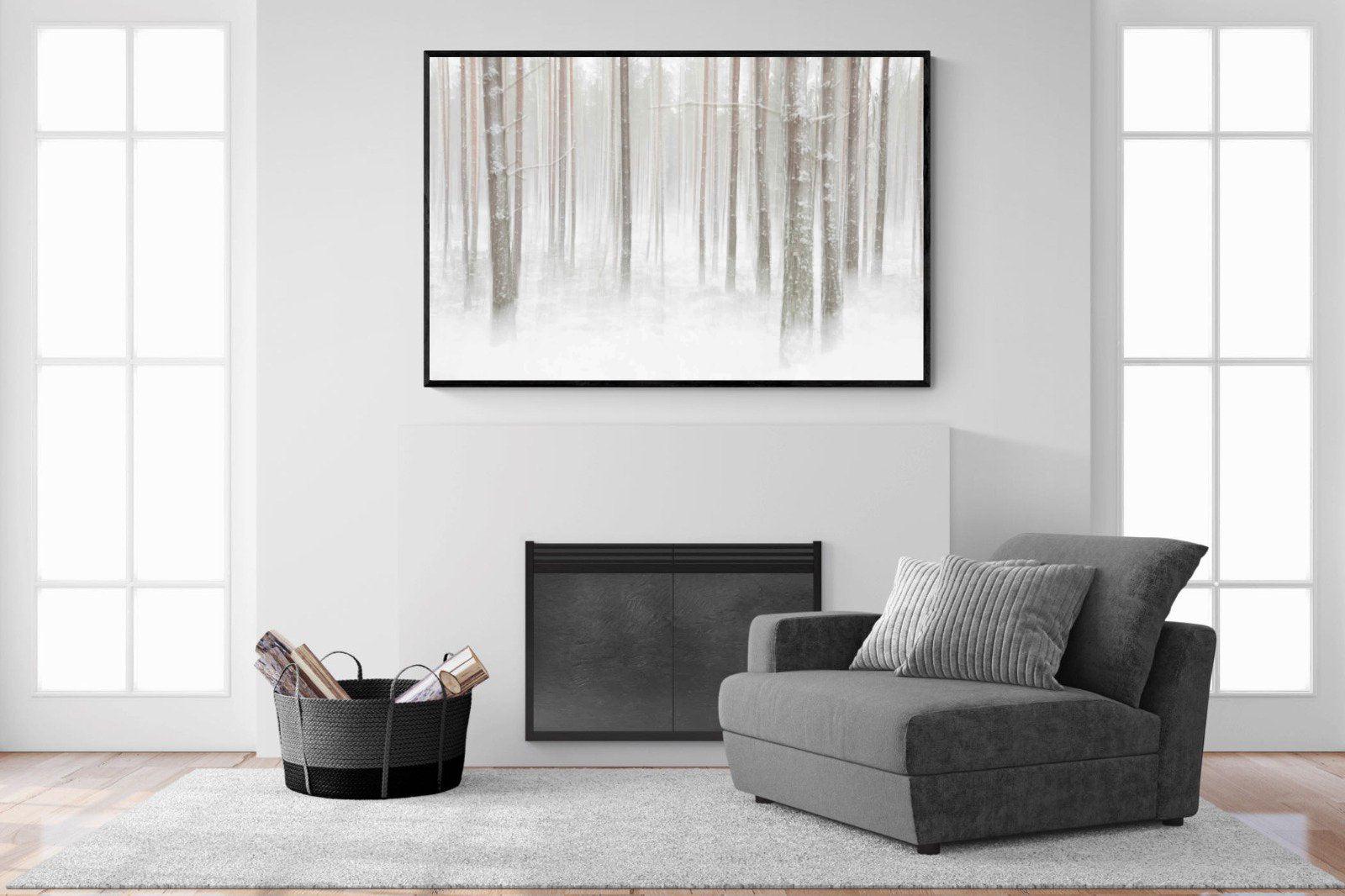 Birch Forest-Wall_Art-150 x 100cm-Mounted Canvas-Black-Pixalot