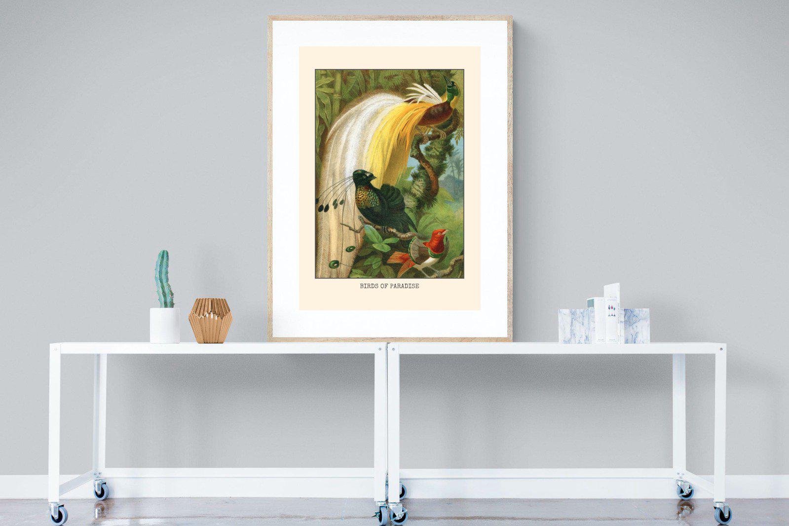 Birds of Paradise Etching-Wall_Art-90 x 120cm-Framed Print-Wood-Pixalot