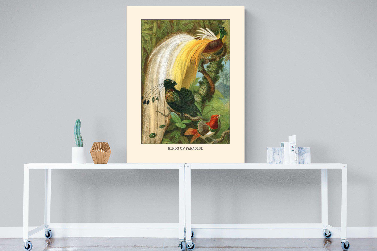 Birds of Paradise Etching-Wall_Art-90 x 120cm-Mounted Canvas-No Frame-Pixalot