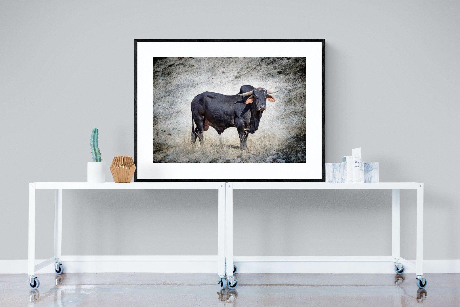 Black Bull-Wall_Art-120 x 90cm-Framed Print-Black-Pixalot