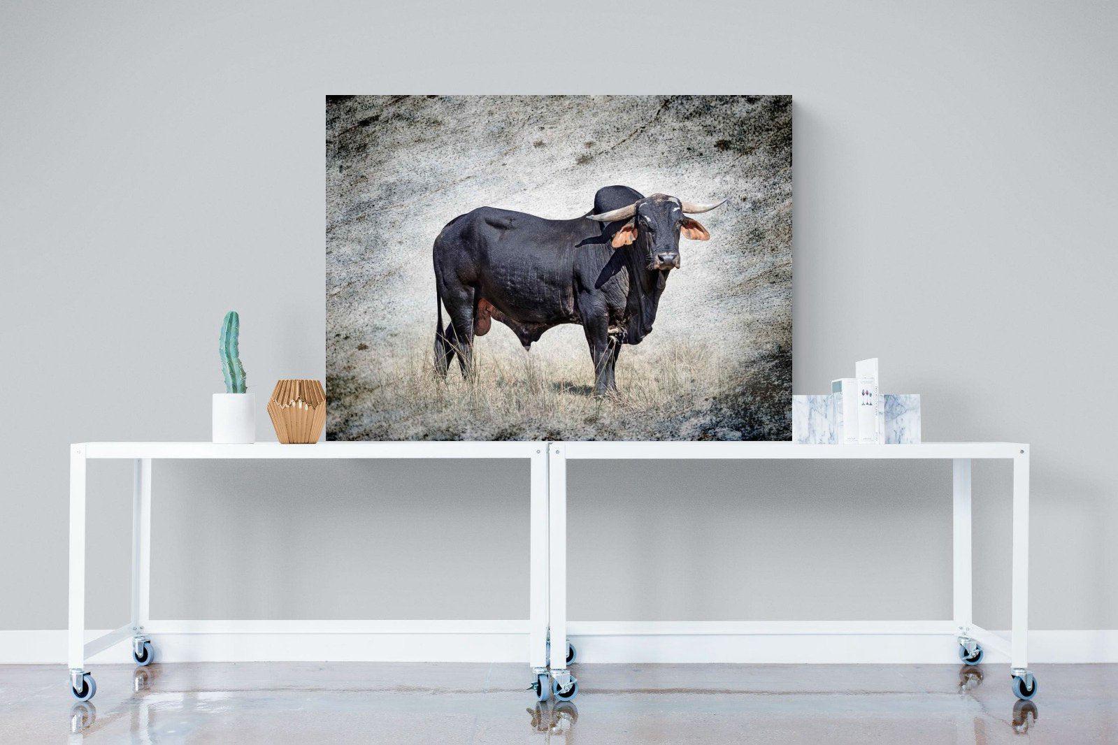 Black Bull-Wall_Art-120 x 90cm-Mounted Canvas-No Frame-Pixalot