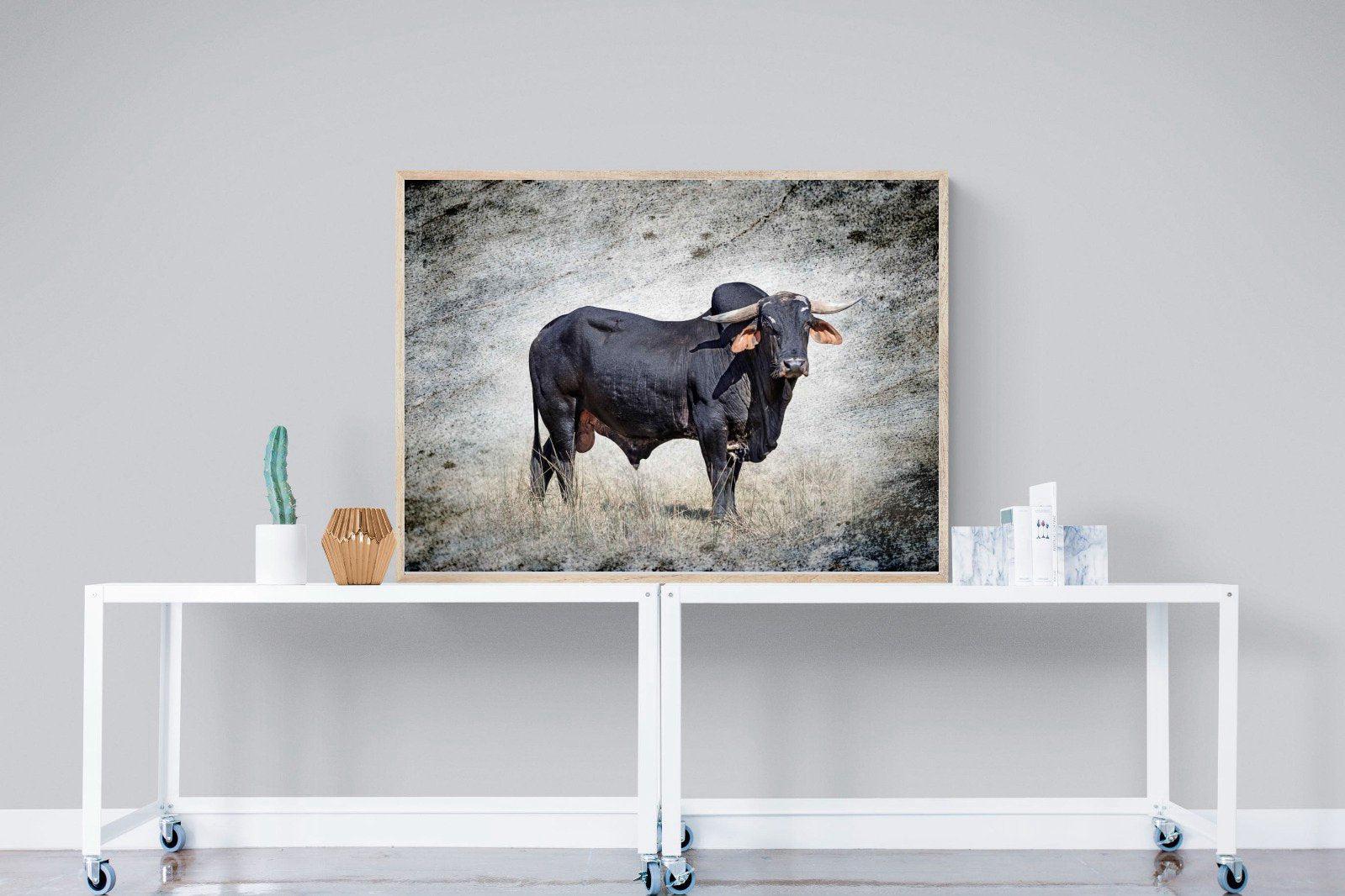 Black Bull-Wall_Art-120 x 90cm-Mounted Canvas-Wood-Pixalot