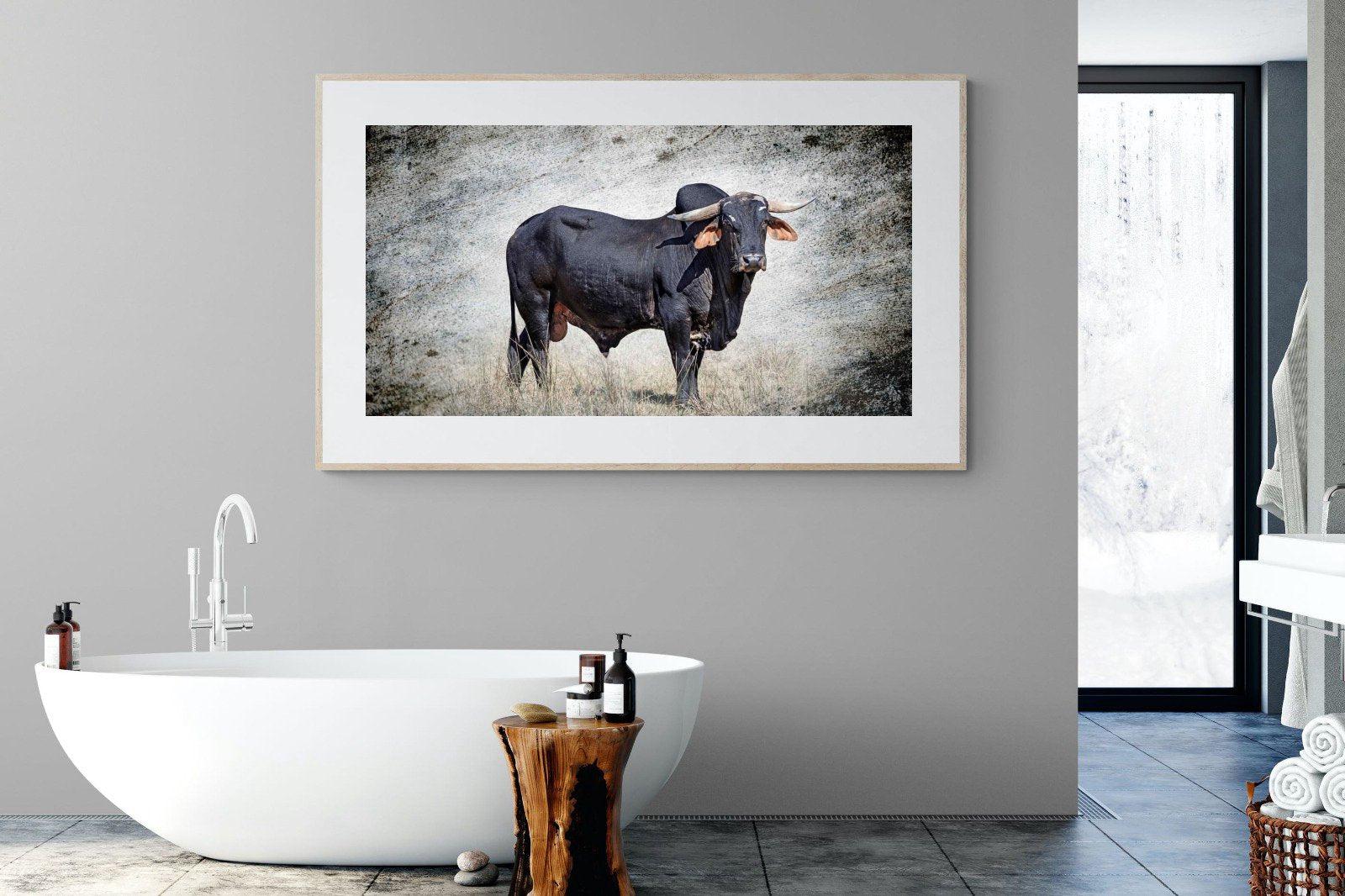 Black Bull-Wall_Art-180 x 110cm-Framed Print-Wood-Pixalot
