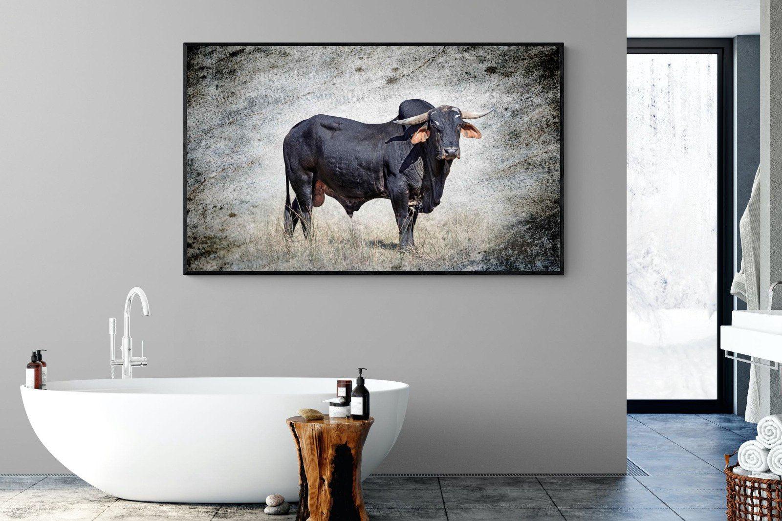 Black Bull-Wall_Art-180 x 110cm-Mounted Canvas-Black-Pixalot