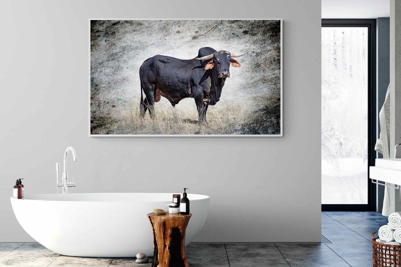 Black Bull-Wall_Art-180 x 110cm-Mounted Canvas-White-Pixalot