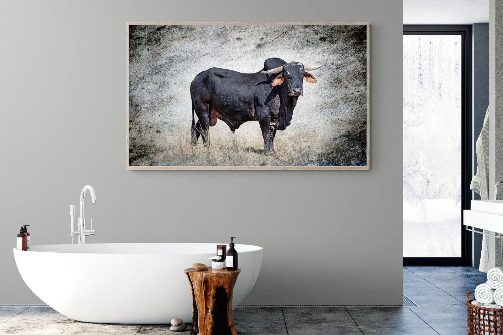 Black Bull-Wall_Art-180 x 110cm-Mounted Canvas-Wood-Pixalot
