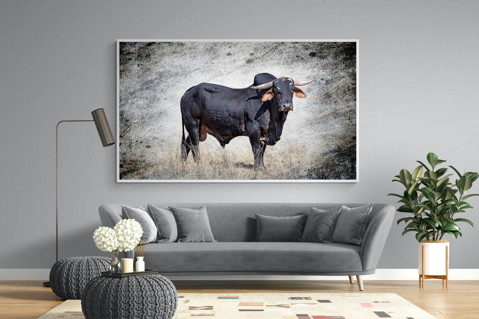 Black Bull-Wall_Art-220 x 130cm-Mounted Canvas-White-Pixalot