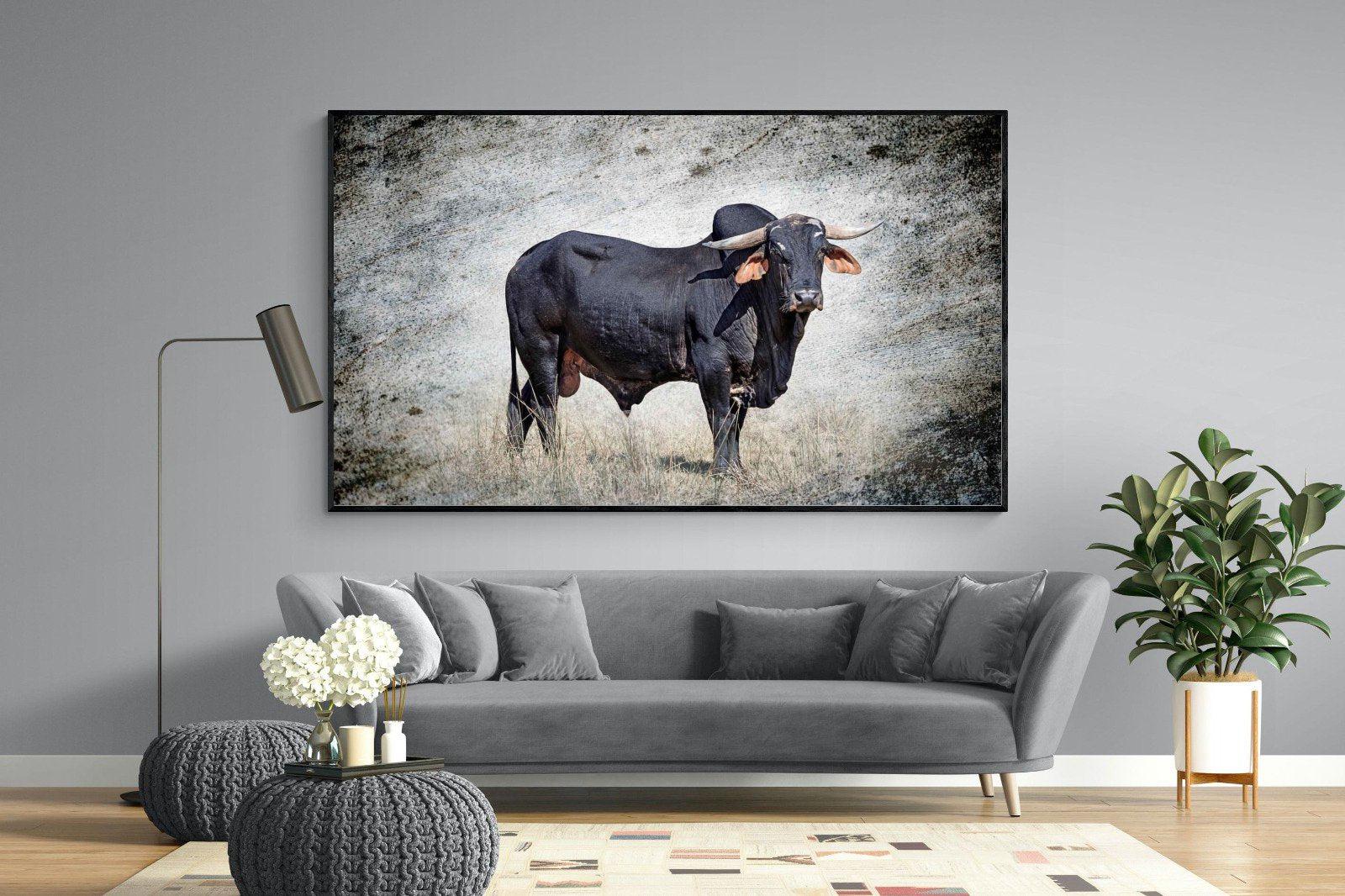 Black Bull-Wall_Art-220 x 130cm-Mounted Canvas-Black-Pixalot