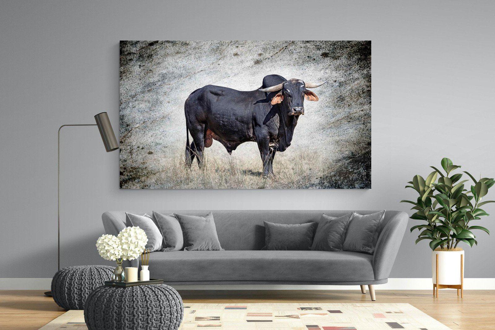 Black Bull-Wall_Art-220 x 130cm-Mounted Canvas-No Frame-Pixalot