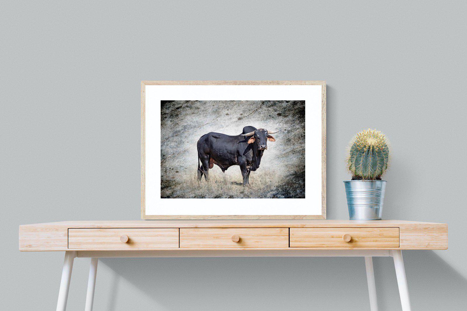 Black Bull-Wall_Art-80 x 60cm-Framed Print-Wood-Pixalot