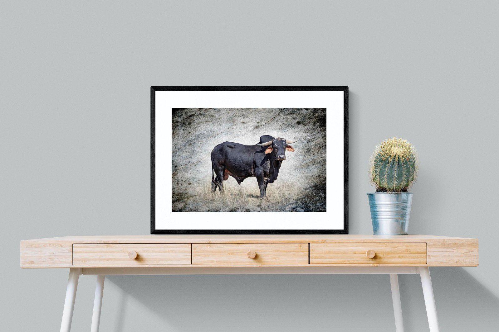 Black Bull-Wall_Art-80 x 60cm-Framed Print-Black-Pixalot