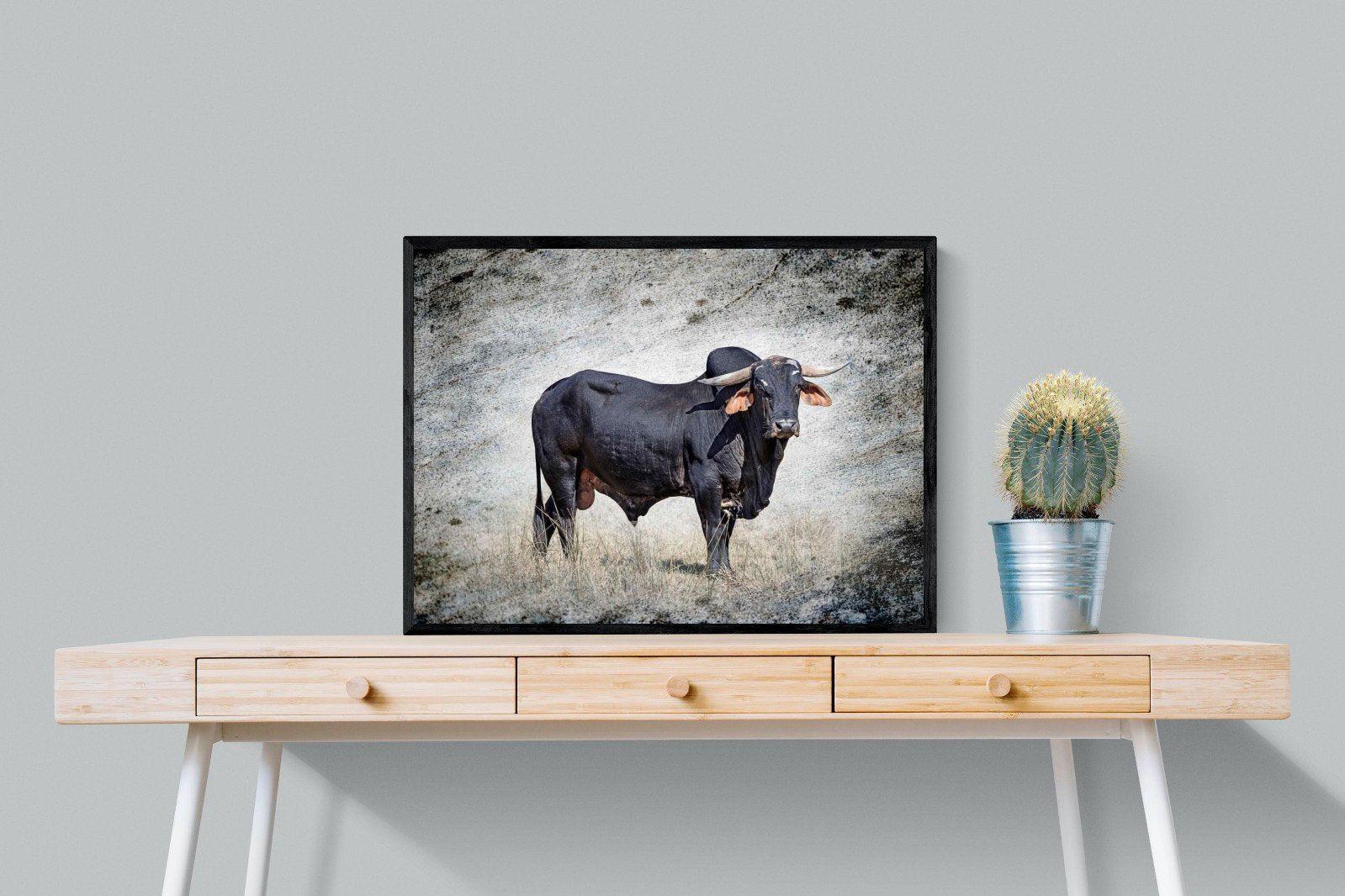 Black Bull-Wall_Art-80 x 60cm-Mounted Canvas-Black-Pixalot