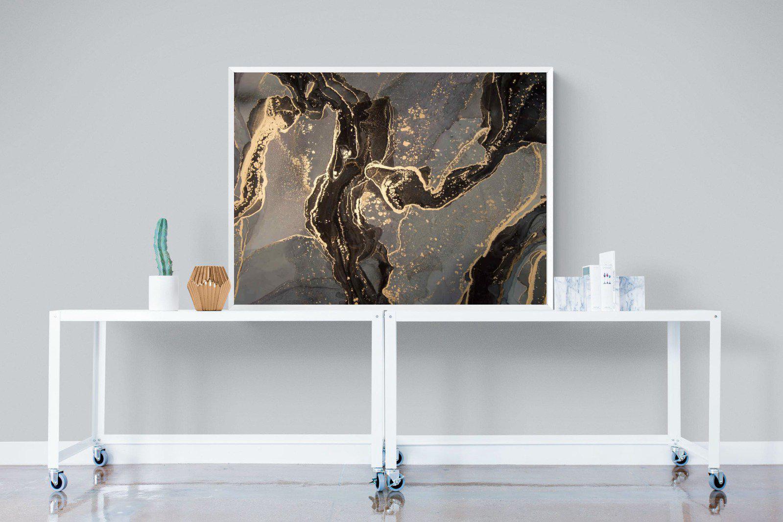 Black & Gold Marble-Wall_Art-120 x 90cm-Mounted Canvas-White-Pixalot