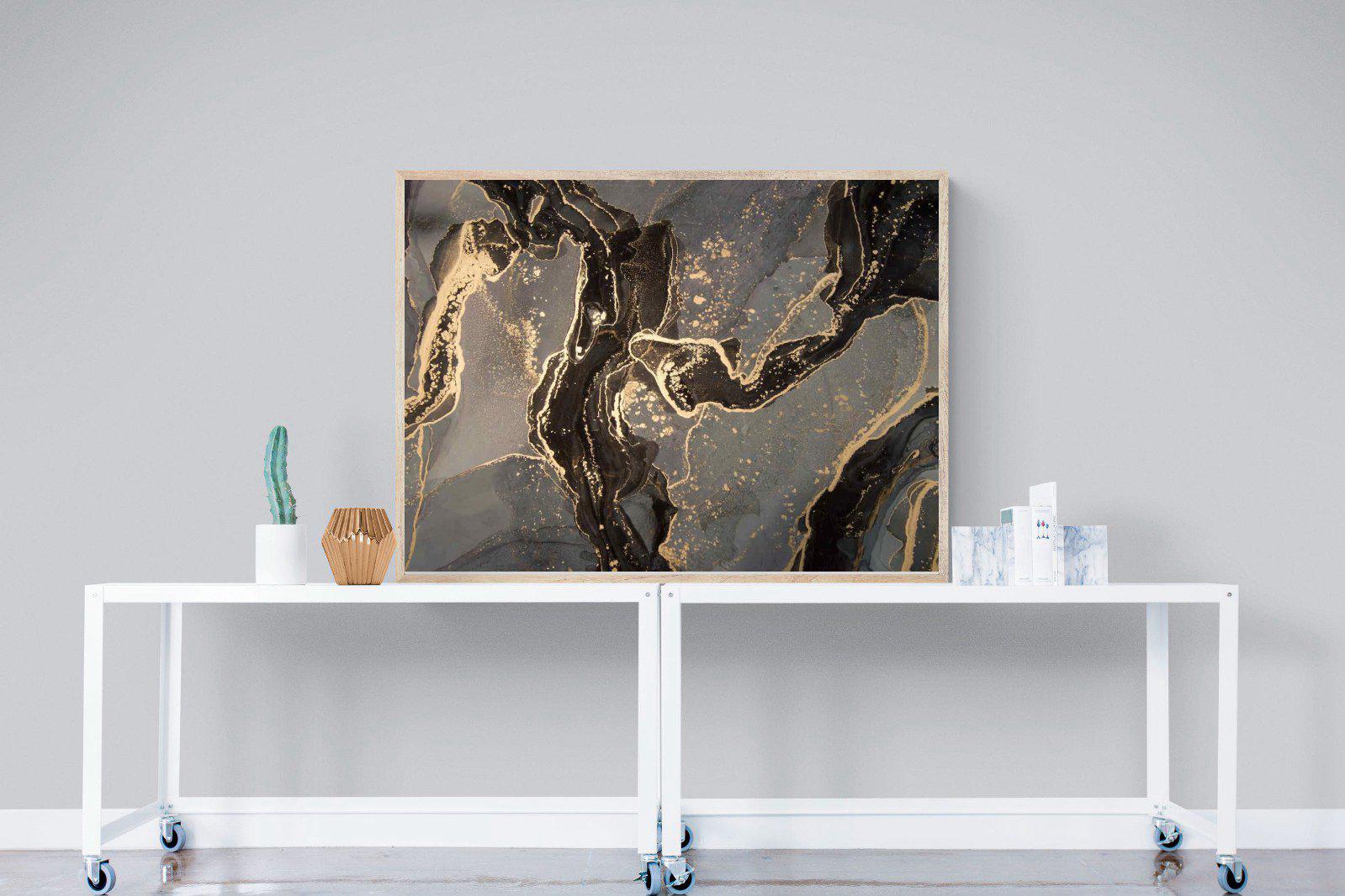 Black & Gold Marble-Wall_Art-120 x 90cm-Mounted Canvas-Wood-Pixalot