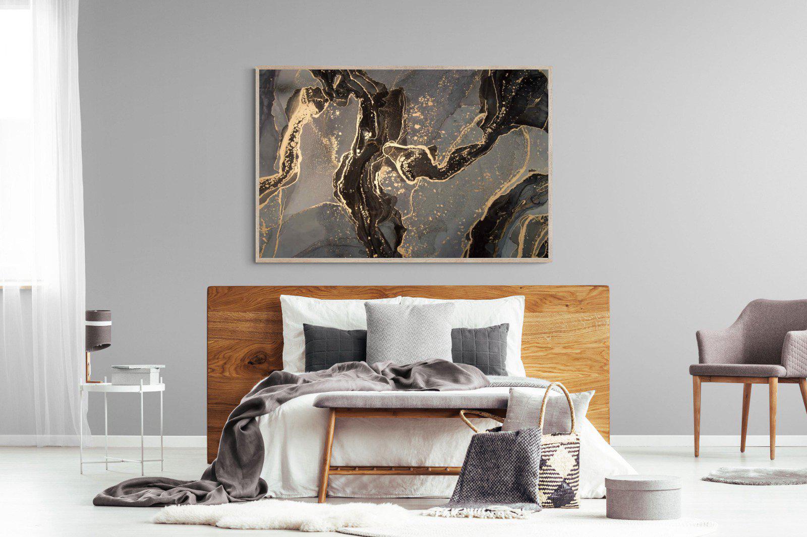 Black & Gold Marble-Wall_Art-150 x 100cm-Mounted Canvas-Wood-Pixalot
