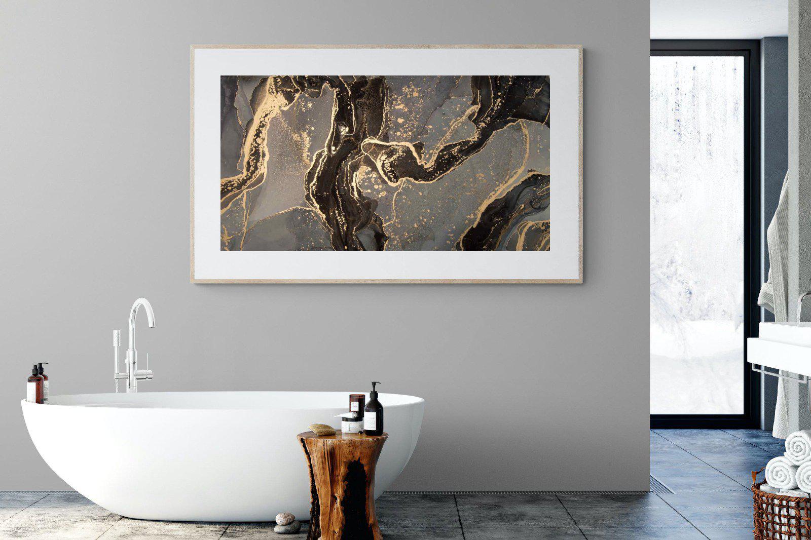 Black & Gold Marble-Wall_Art-180 x 110cm-Framed Print-Wood-Pixalot