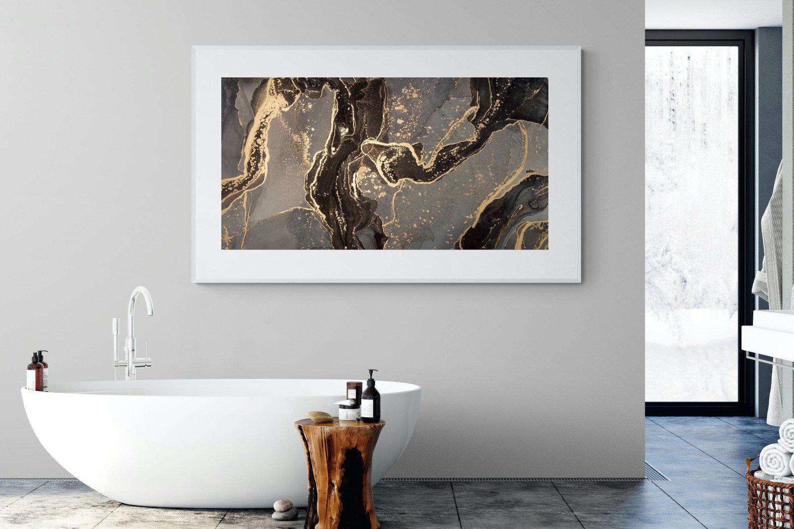 Black & Gold Marble-Wall_Art-180 x 110cm-Framed Print-White-Pixalot