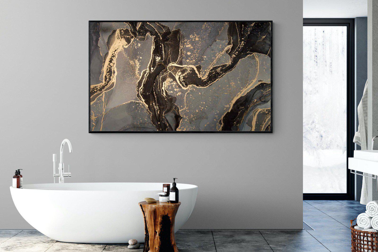 Black & Gold Marble-Wall_Art-180 x 110cm-Mounted Canvas-Black-Pixalot
