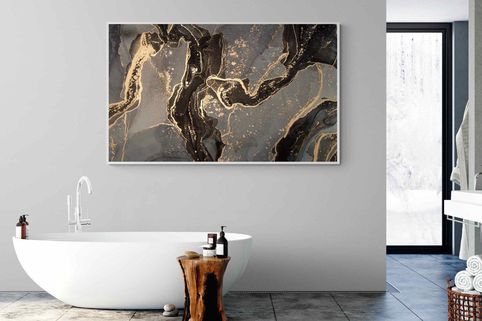 Black & Gold Marble-Wall_Art-180 x 110cm-Mounted Canvas-White-Pixalot