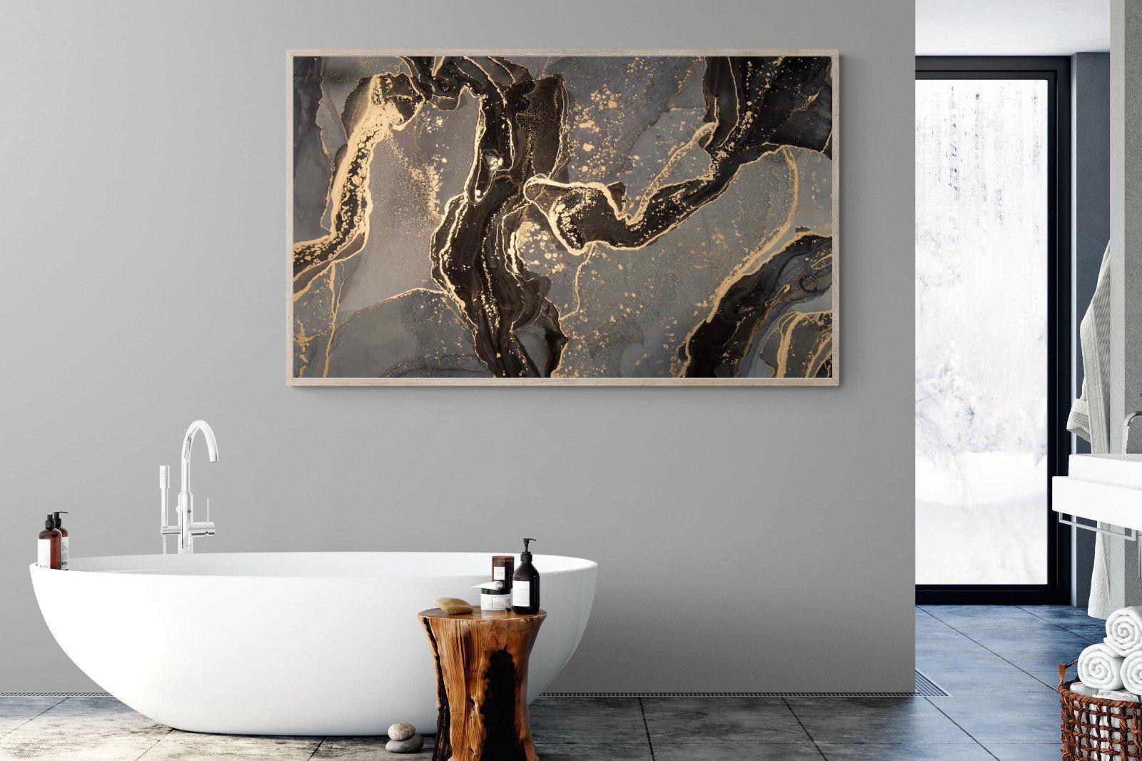 Black & Gold Marble-Wall_Art-180 x 110cm-Mounted Canvas-Wood-Pixalot