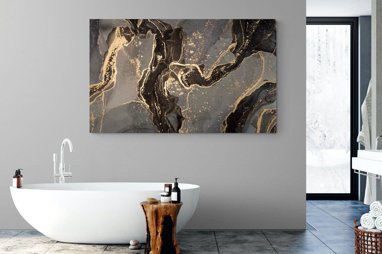 Black & Gold Marble-Wall_Art-180 x 110cm-Mounted Canvas-No Frame-Pixalot